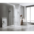 100 × 110 cm Double Door Corner Shower Screen – Wall Channels with Stainless Steel Hinges in Gold, Square Double Pull Handle — product image 1 of 15