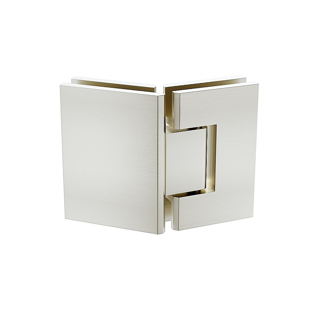 Frameless Nickel Diamond Shower Screen with U-Brackets & Brass Hinges – 90 cm, Square Knob Handle — product image 5 of 15