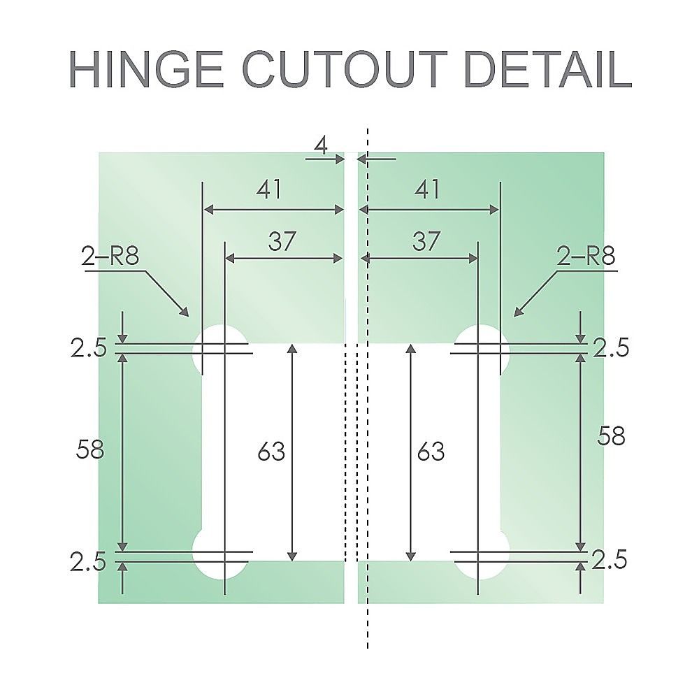 90 cm Frameless Diamond Shower Screen – Gunmetal F-Brackets, Brass Hinges & Square Double Pull Handle — product image 9 of 15