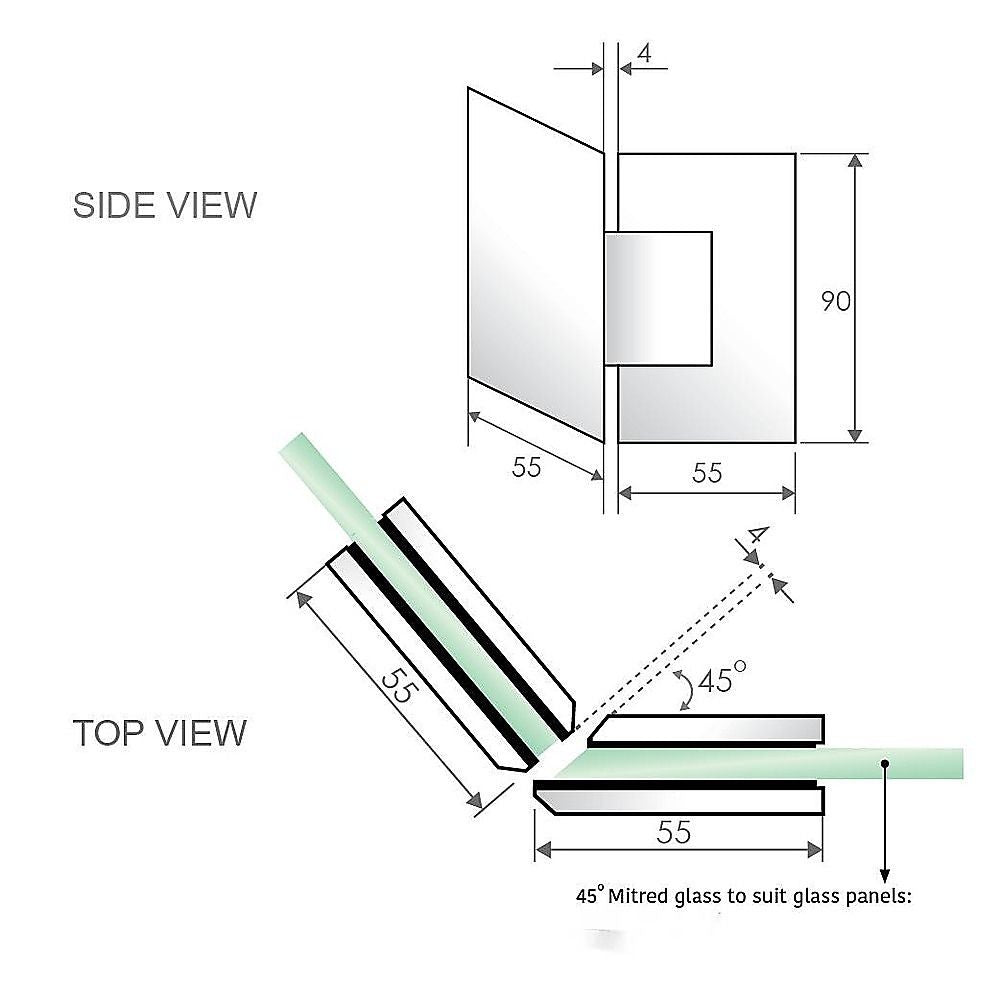 Frameless Gold Diamond Shower Screen with U-Brackets & Brass Hinges – 100 cm, Round Knob Handle — product image 7 of 15