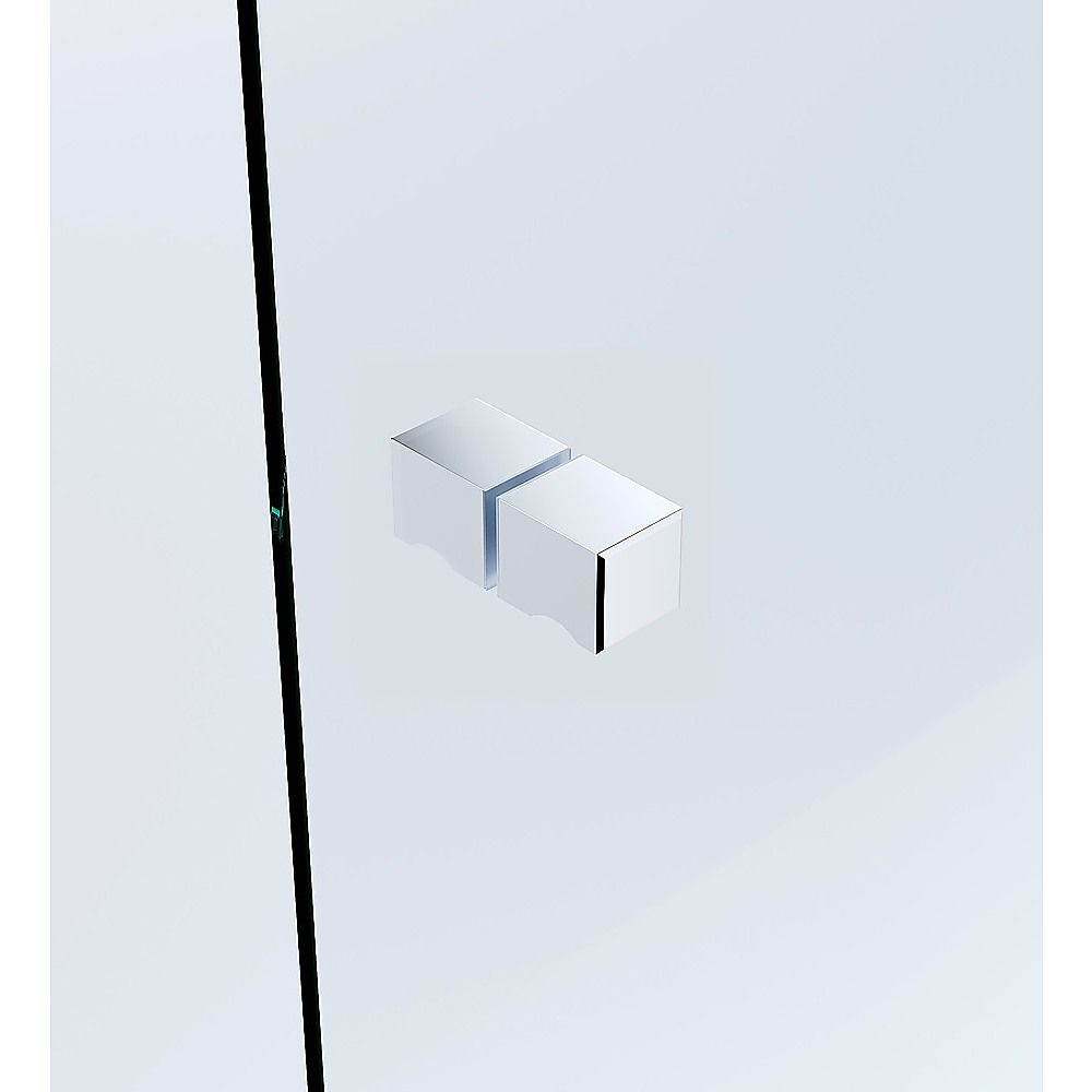 90cm Frameless Diamond Shower Screen – Channels with Brass Hinges in Chrome, Square Knob Handle — product image 11 of 15