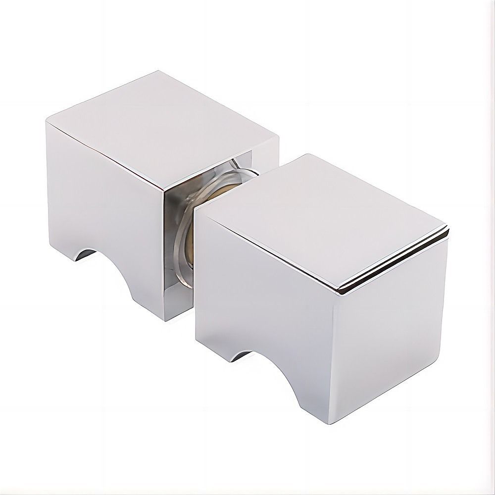 90cm Frameless Diamond Shower Screen – Channels with Brass Hinges in Chrome, Square Knob Handle — product image 12 of 15