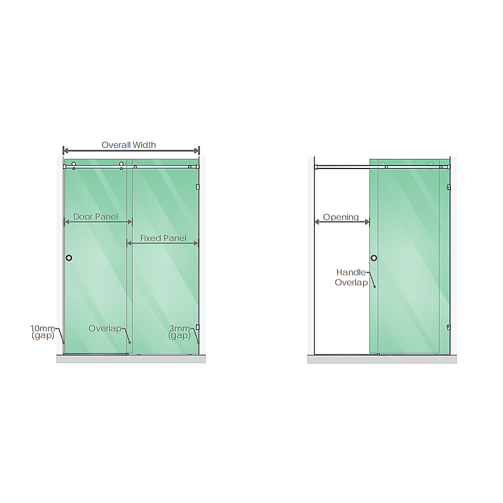 150 cm Frameless Glass Sliding Shower Screen Door – Chrome Rail & Wall Channel — product image 8 of 10