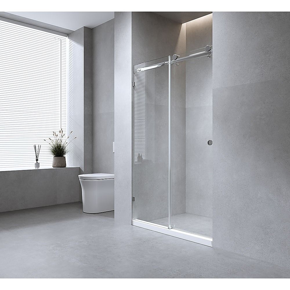 Frameless Gunmetal Sliding Shower Screen Door with Rail & Wall Channel – 170 cm — product image 1 of 9