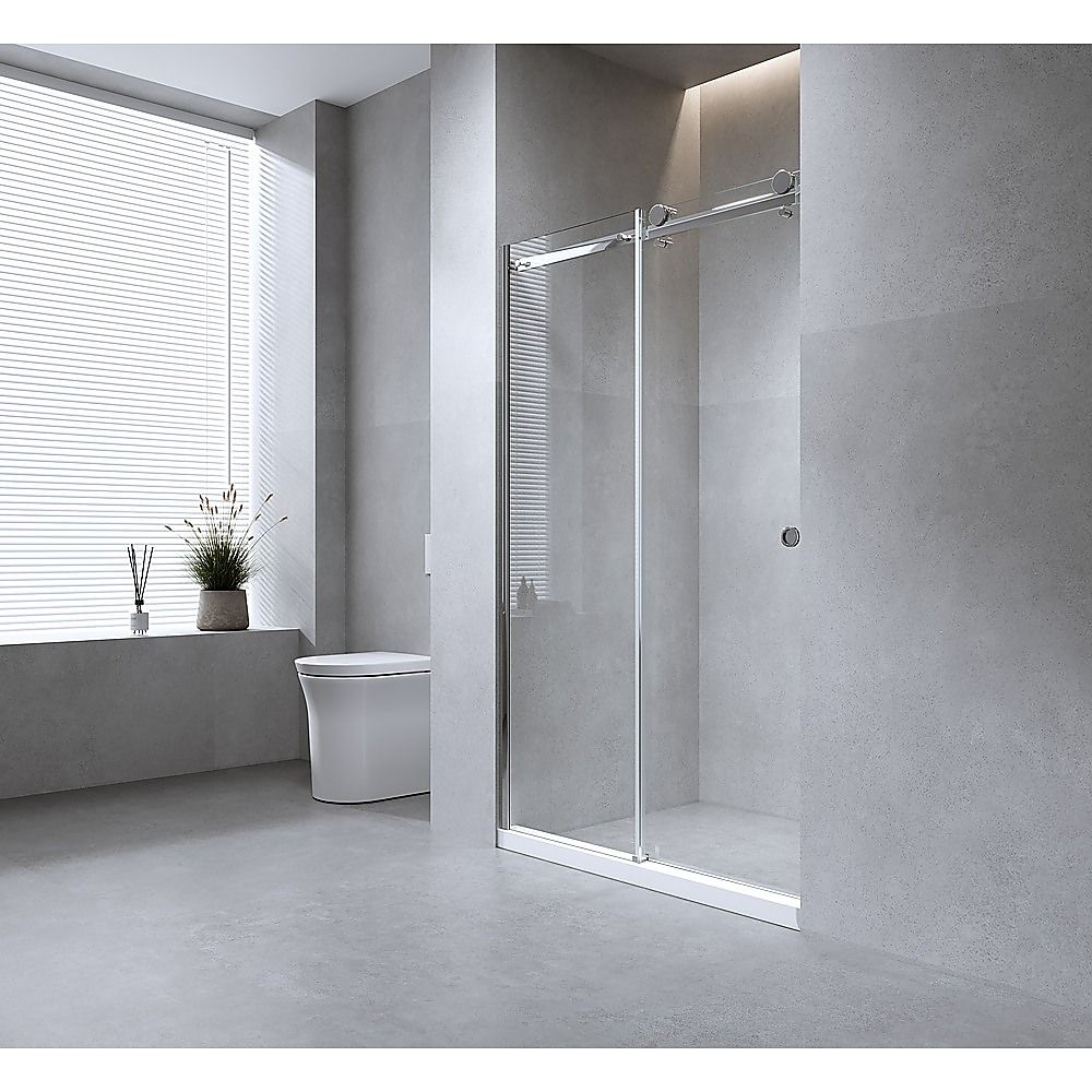 Frameless Gunmetal Sliding Shower Screen Door with Rail & Wall Channel – 170 cm — product image 2 of 9