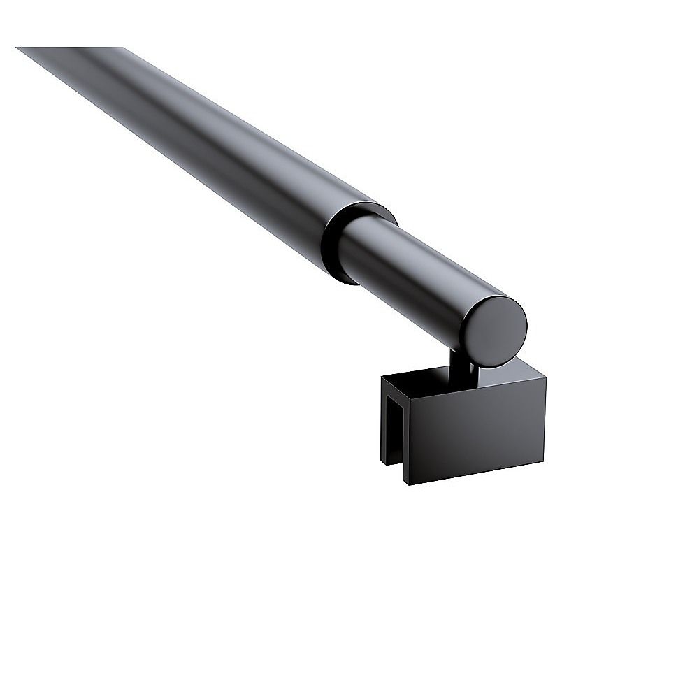 Reeded Glass Shower Screen with Black F-Brackets & Round Stabilising Pole – 70 cm — product image 8 of 10