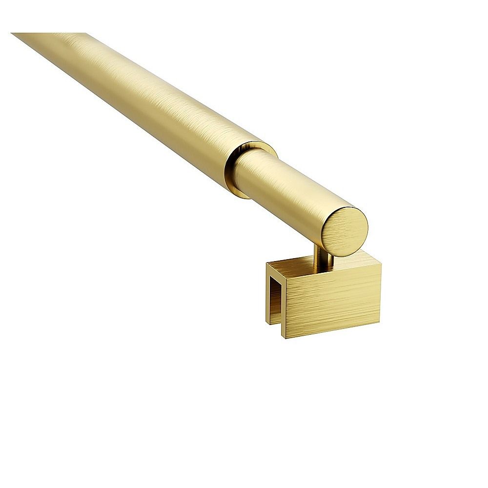 100cm Reeded Glass Shower Screen with Gold F-Brackets and Round Pole — product image 9 of 11