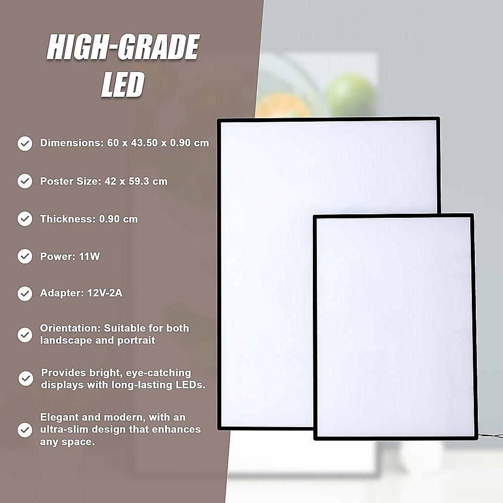A2 Slim Wall-Mounted LED Advertising Menu & Poster Lightbox — product image 4 of 11