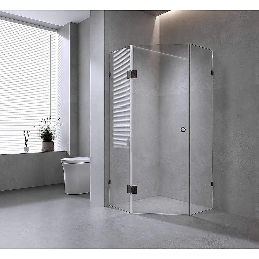90 cm Frameless Diamond Shower Screen – Chrome U-Brackets with Durable Brass Hinges — product image 2 of 15