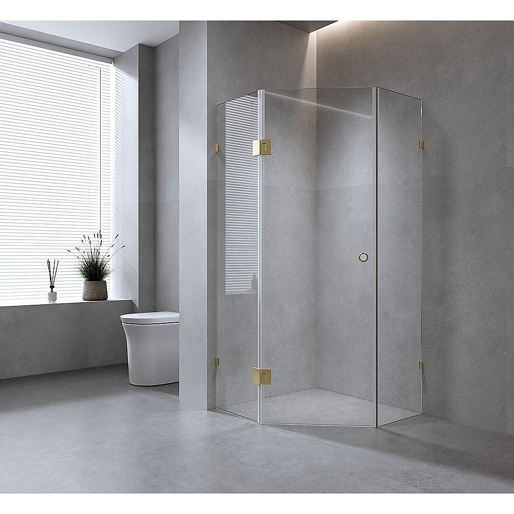 Frameless Gunmetal Diamond Shower Screen with U-Brackets & Stainless Steel Hinges – 100 cm — product image 1 of 15