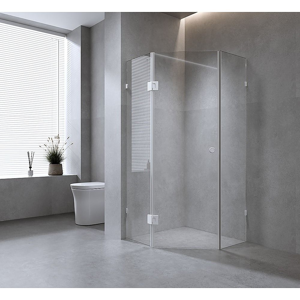 Frameless Gunmetal Diamond Shower Screen with U-Brackets & Stainless Steel Hinges – 100 cm — product image 2 of 15