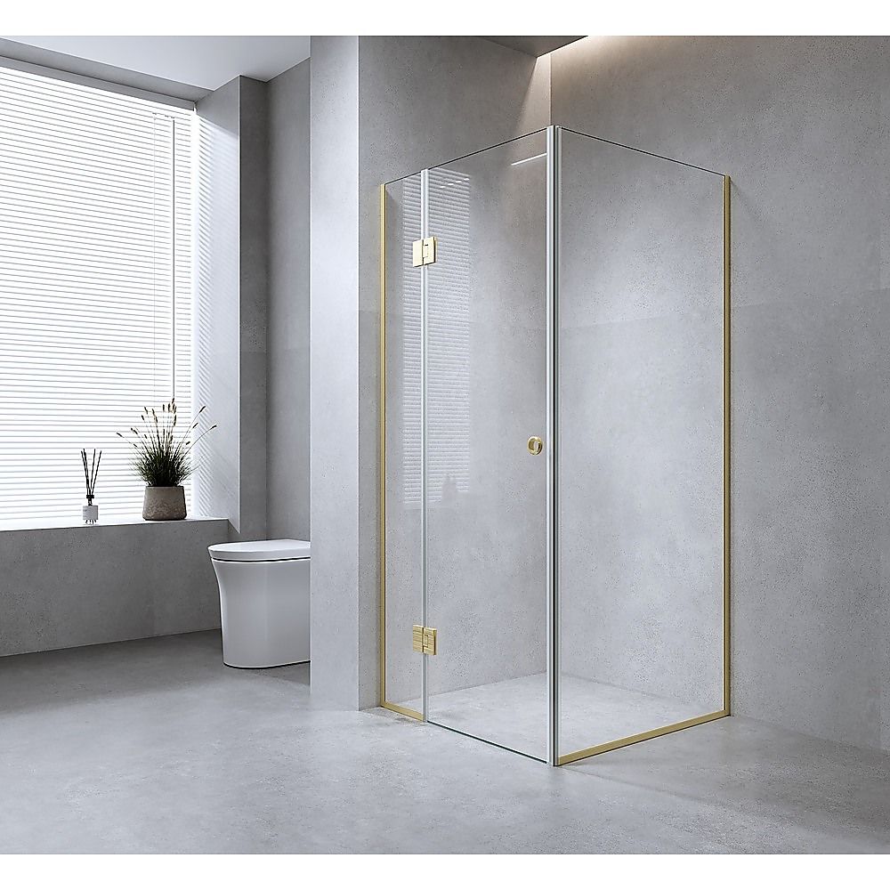 110x100cm Corner Frameless Shower Screen – Black Wall Channel with SS Hinges for Modern Bathroom Style - image 2