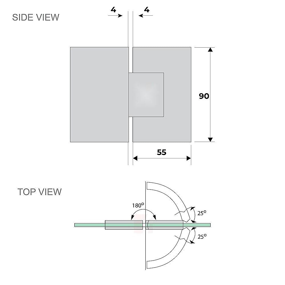 Frameless Nickel Wall-to-Wall Shower Screen with U-Brackets, Floor U-Bracket & Brass Hinges – 120 cm — product image 15 of 15