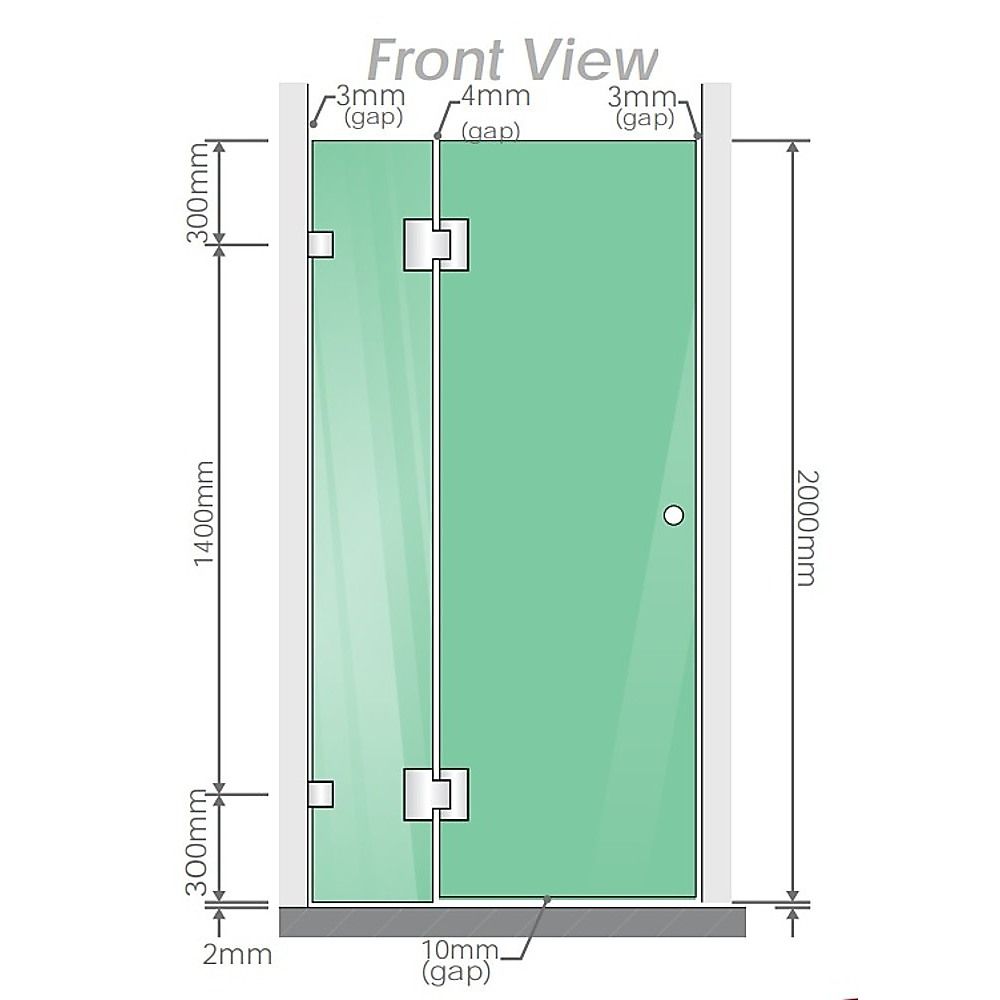 Frameless Gunmetal Corner Hinged Shower Screen with Wall & Floor U-Brackets & Brass Hinges – 100 × 90 cm — product image 3 of 15