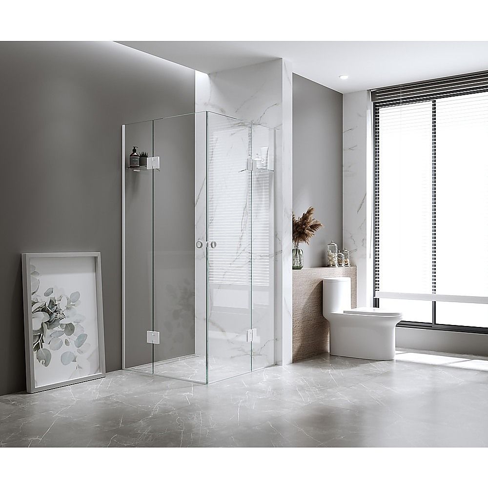 90 × 110 cm Double Door Corner Shower Screen with Chrome Channels and Stainless Steel Hinges — product image 2 of 15