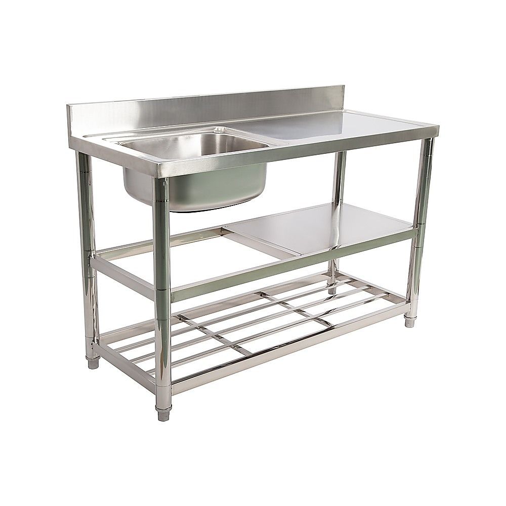 Freestanding Stainless Steel Kitchen Sink 120x50x79cm – Commercial Utility Wash Basin