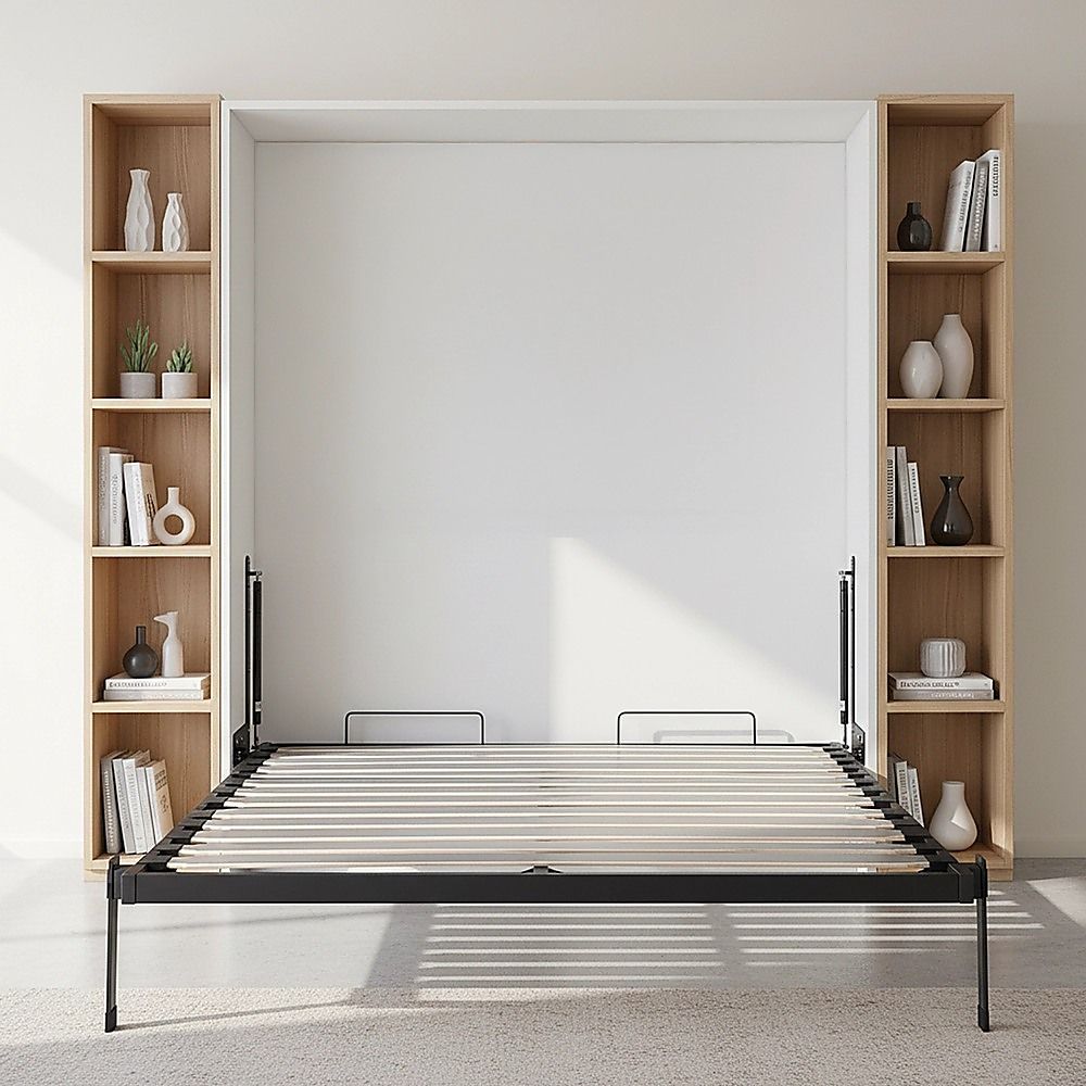 Double DIY Wall Bed Hardware Kit with Silver handle – Frame & Mechanism for Custom Build