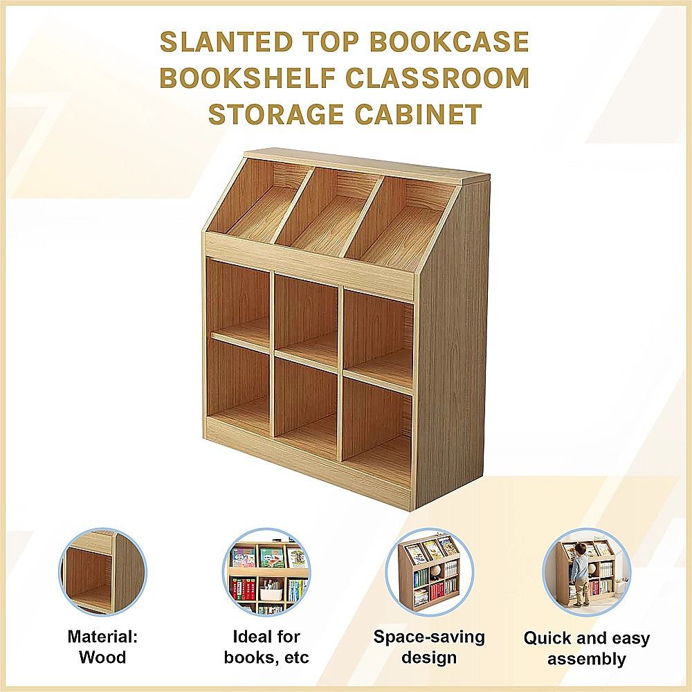 Slanted Top Bookcase Bookshelf Classroom Storage Cabinet — product image 6