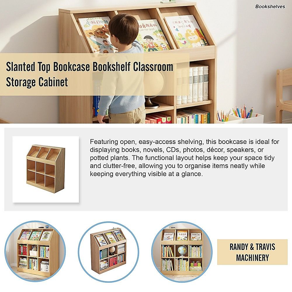 Slanted Top Bookcase Bookshelf Classroom Storage Cabinet — product image 8
