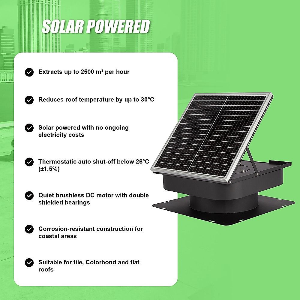 30 W Solar-Powered Roof Ventilation Exhaust Fan