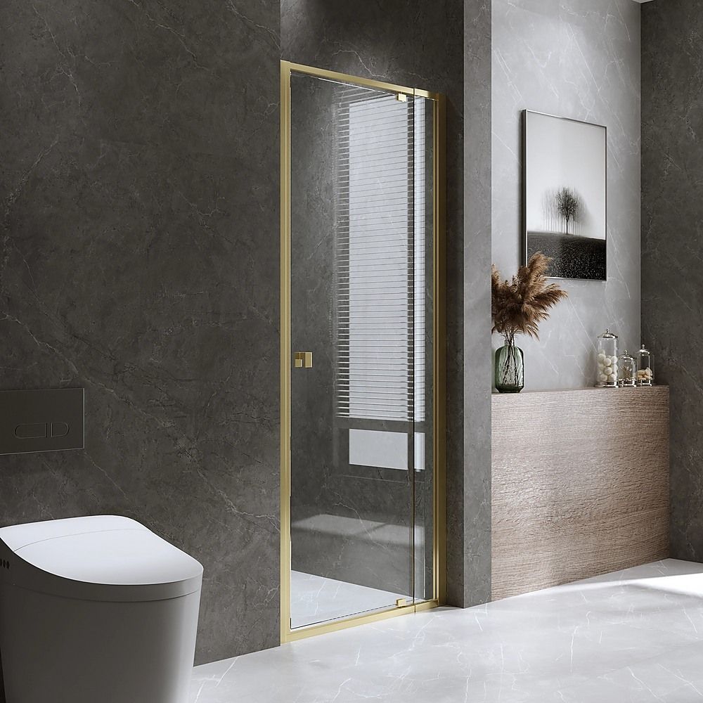 Gold Semi-Frameless Shower Screen – Adjustable 74–82 × 195 cm, Front Panel Only — product image 1 of 11