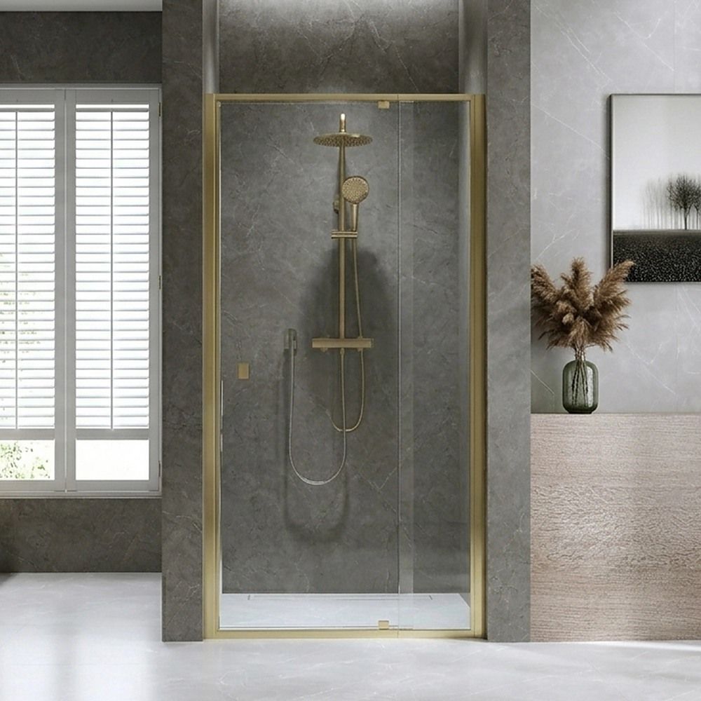 Gold Semi-Frameless Shower Screen – Adjustable 74–82 × 195 cm, Front Panel Only — product image 2 of 11