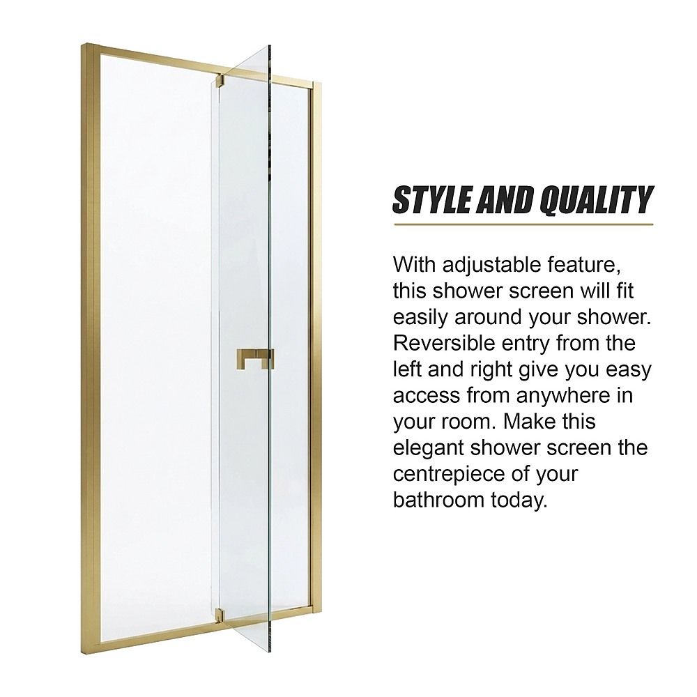 Gold Semi-Frameless Shower Screen – Adjustable 74–82 × 195 cm, Front Panel Only — product image 8 of 11