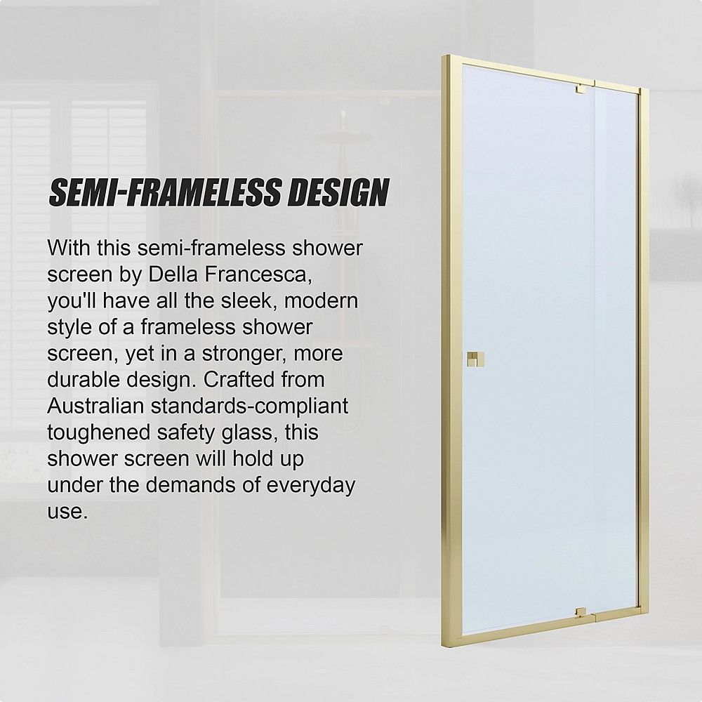 Gold Semi-Frameless Shower Screen – Adjustable 74–82 × 195 cm, Front Panel Only — product image 9 of 11