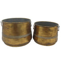 Two Nested Vintage Gold & Black Metal Decorative Pots – 40 cm & 32 cm — product image 1 of 1
