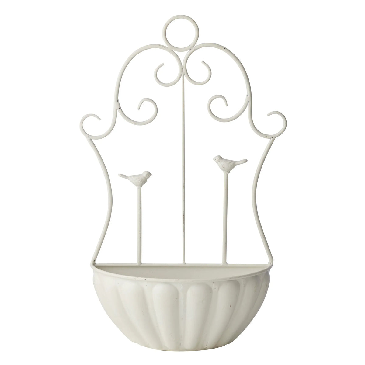 Fleur-de-Lis Wall Planter with Two Birds - Antique Grey, 49 cm – supplier product photo 5 of 5