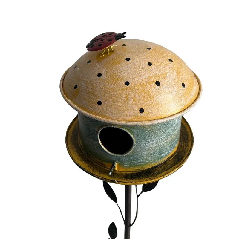 Birdhouse w Leaf on Leafy Garden Stake 109cm — product image 2
