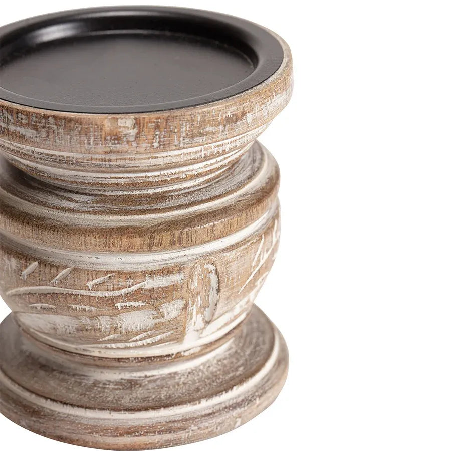 Mangowood Squat Pillar Candle holder 15cm – supplier product image 3 of 5