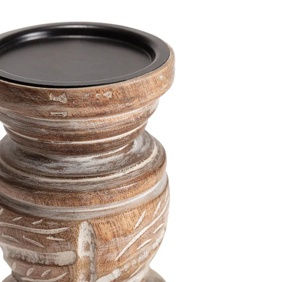 Mangowood Squat Pillar Candle holder 15cm – supplier product image 4 of 5