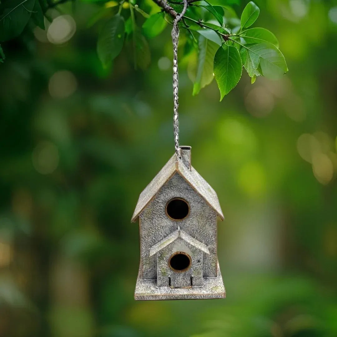 Hanging Two-Storey Metal Birdhouse - 52 cm
