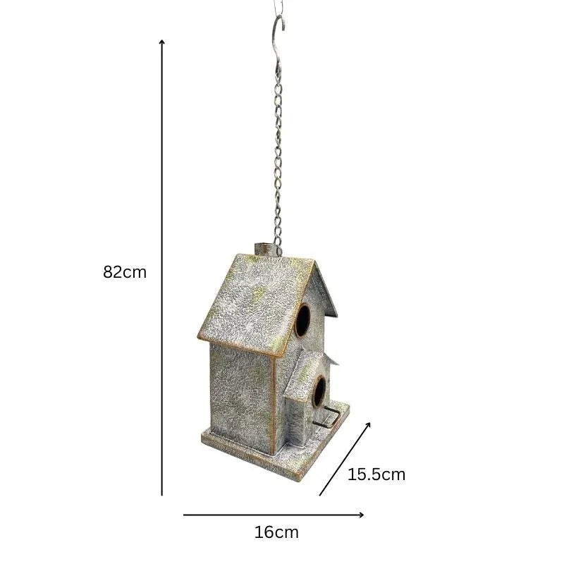 Hanging Two-Storey Metal Birdhouse - 52 cm
