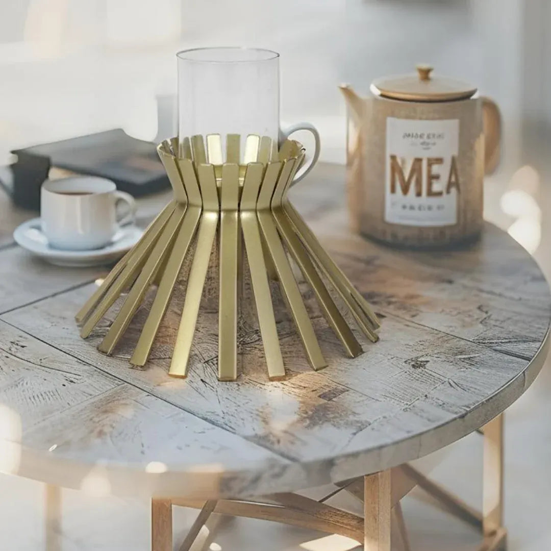 Aura Slatted Pillar Candleholder 23x21cm
