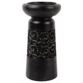 Nero Carved Pillar Candleholder 11x23cm