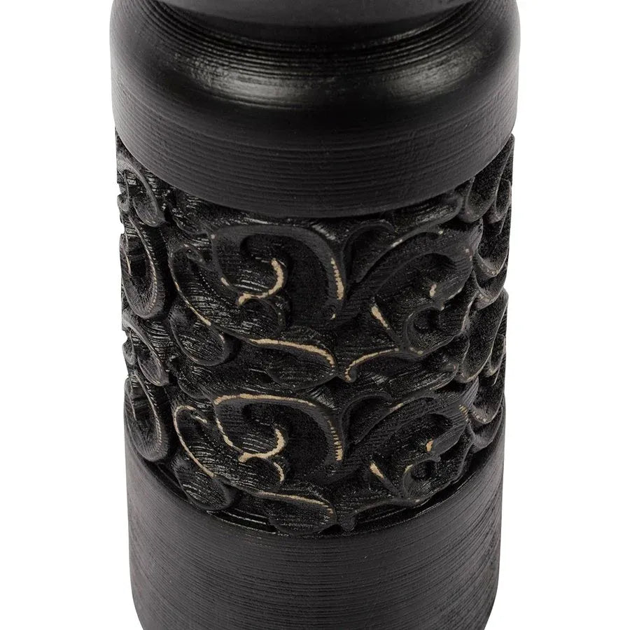 Nero Carved Pillar Candleholder 11x23cm