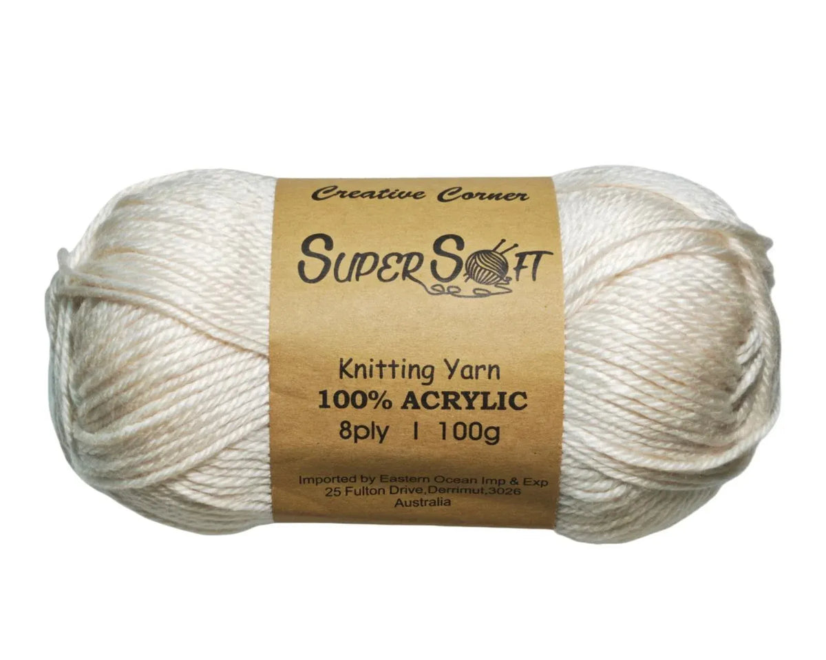Bulk 12 #8 Ivory Super Soft Knitting Yarn 100% Acrylic