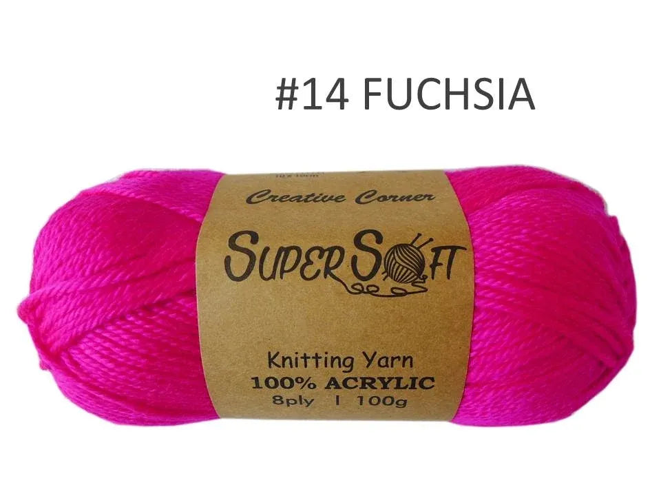 Bulk 12 Super Soft Knitting Yarn - Fuchsia