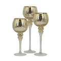 Bulk 2 Gold Crackle Candle Holder s/3 13x13x40cmh