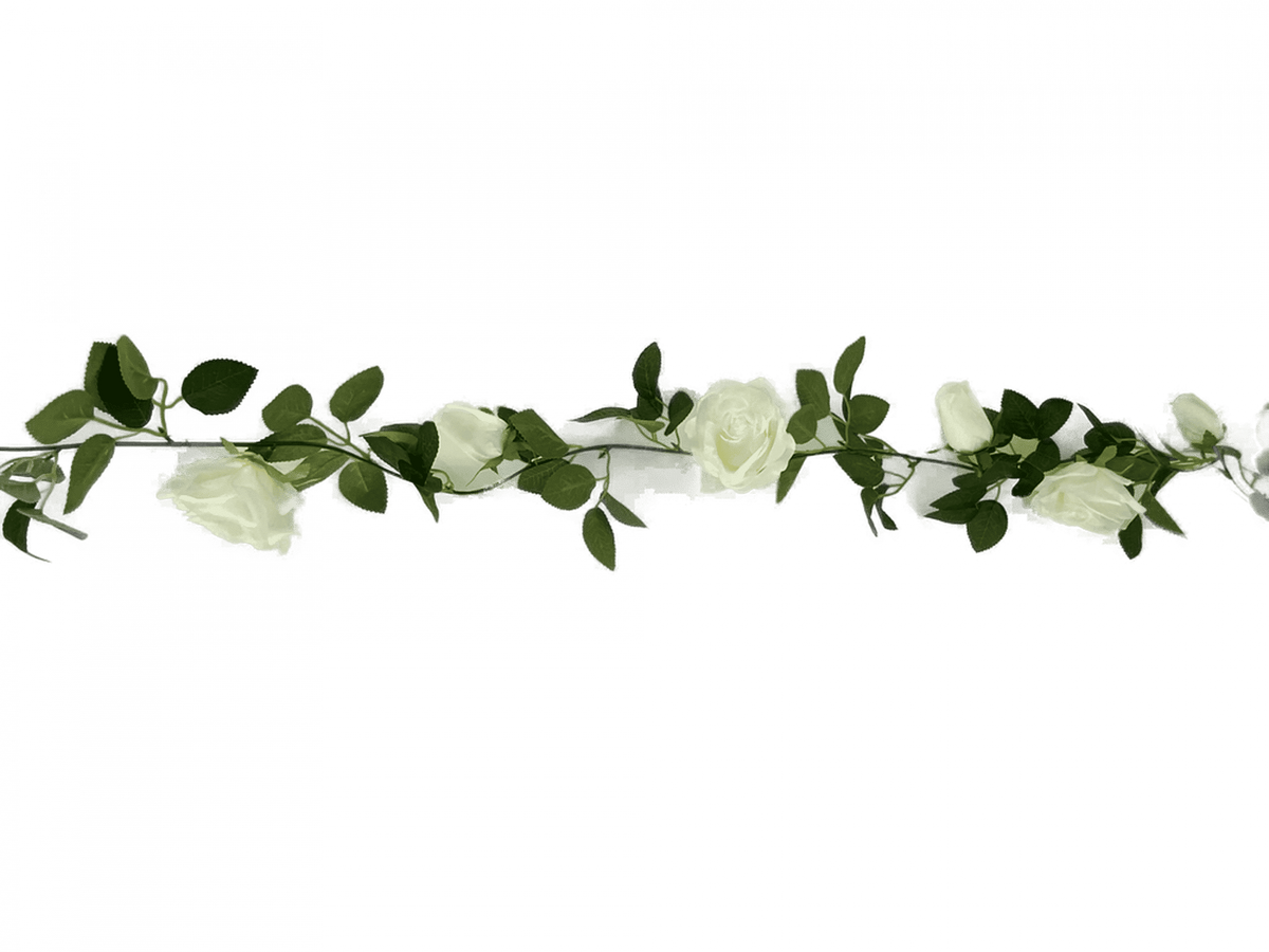 Flowering White Artificial Rose Garland 190cm