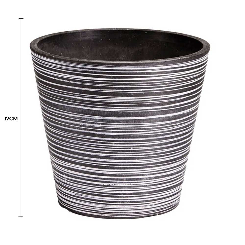 Black and White Engraved Pot 17cm