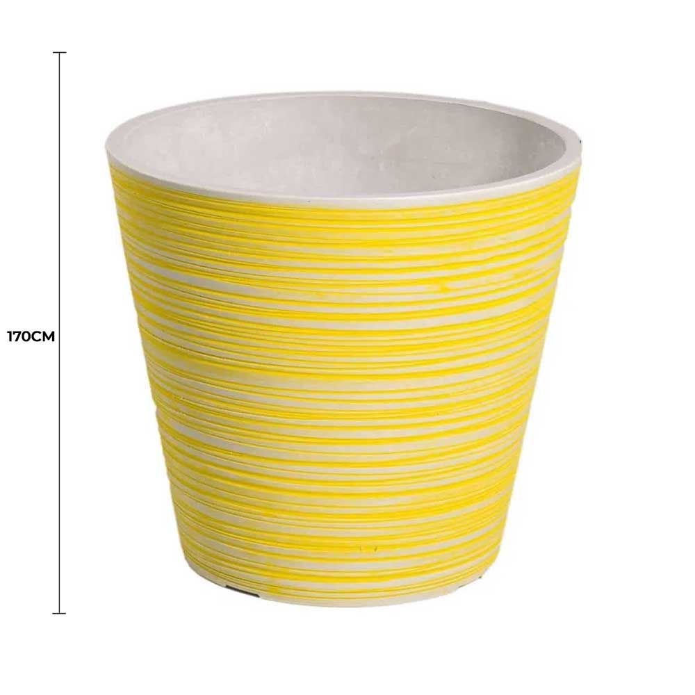 Yellow and White Engraved Pot 17cm