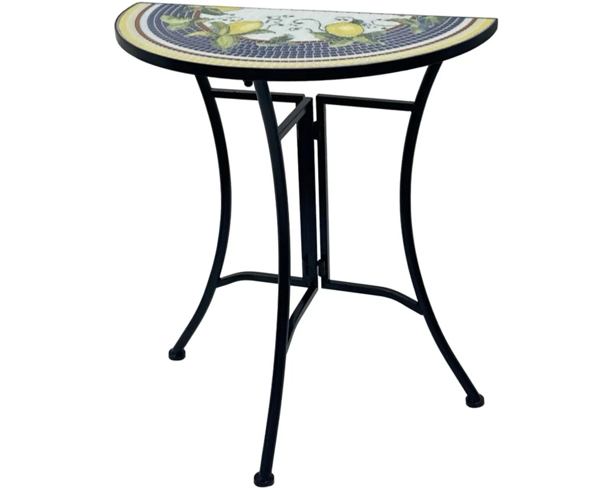 Molto Bene Lemon Mosaic Half-Round Outdoor Accent Table – 69 cm