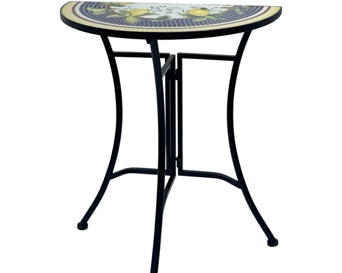 Molto Bene Lemon Mosaic Half-Round Outdoor Accent Table – 69 cm