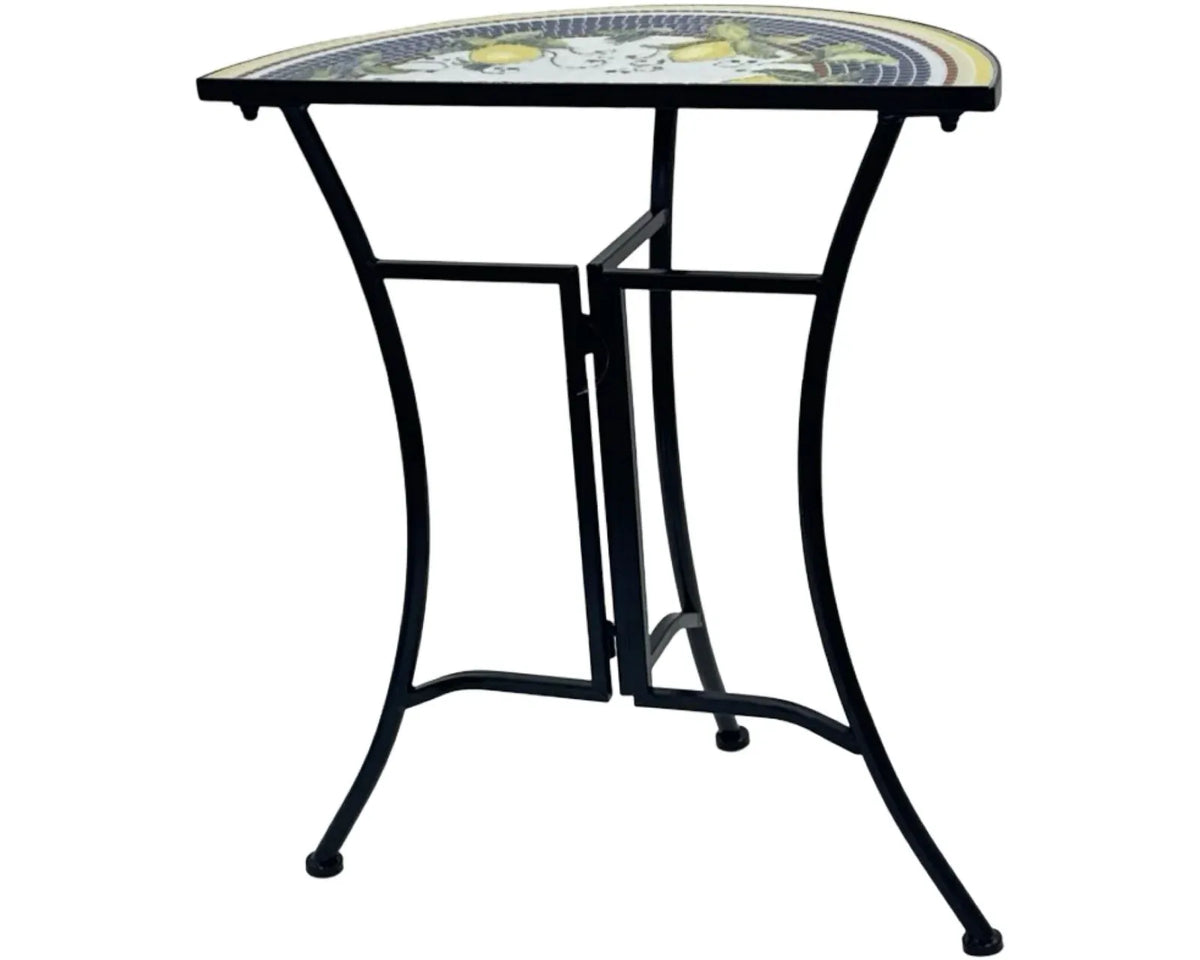 Molto Bene Lemon Mosaic Half-Round Outdoor Accent Table – 69 cm