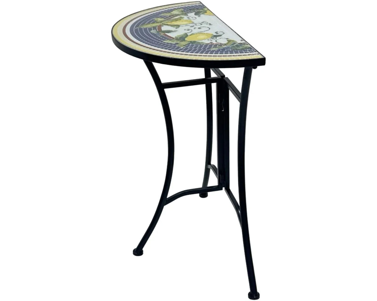 Molto Bene Lemon Mosaic Half-Round Outdoor Accent Table – 69 cm