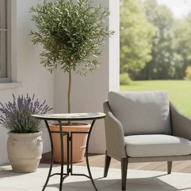 Molto Bene Lemon Mosaic Half-Round Outdoor Accent Table – 69 cm