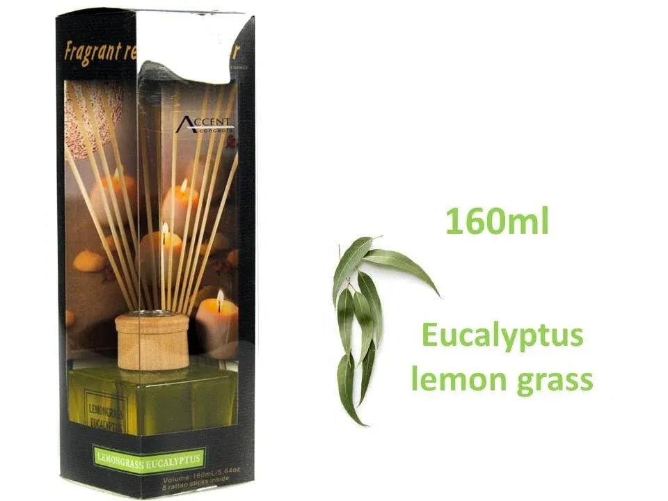 bulk 12 Fragrant Oil Diffuser Lemongrass Eucalyptus 160ml 12 Sticks